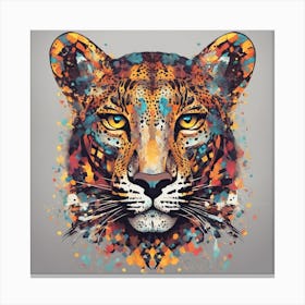 Intricate Leopard Portrait Bursting With Colors Canvas Print