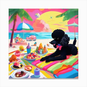 Beach Poodle Canvas Print