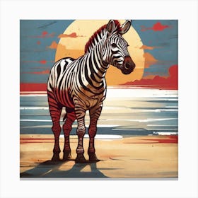 Zebra On The Beach Canvas Print