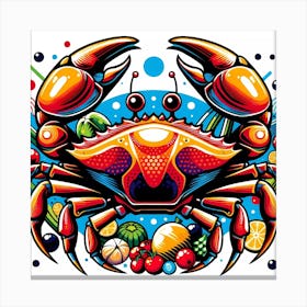 Crab With Fruits And Vegetables Canvas Print