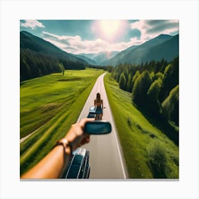 Vacation Drive Journey Tour Tourism Drone Route Enjoy People Happy Friends Female Down S (3) Canvas Print