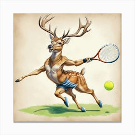 Deer Tennis 1 Canvas Print