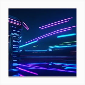 Neon Lights In The Night Canvas Print