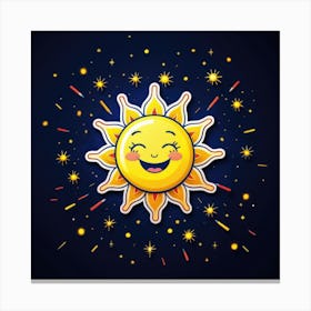 Lovely smiling sun on a blue gradient background 133 Canvas Print