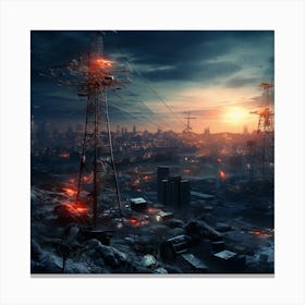 City In Flames Canvas Print