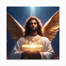 Angel Holding A Golden Bowl Canvas Print