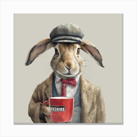 Hare With Tea New Final Flattened Canvas Print