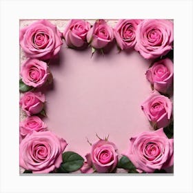 Pink Roses Frame 2 Canvas Print