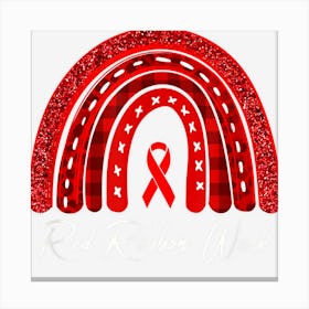 Red Ribbon Week Awareness Red Rainbow Bleached Canvas Print