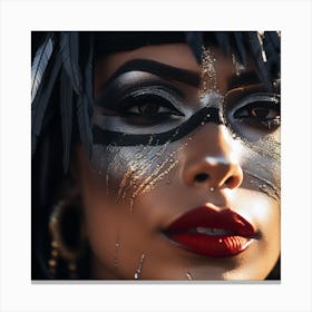 Woman With Feathers And Makeup Canvas Print