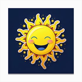 Lovely smiling sun on a blue gradient background 10 Canvas Print