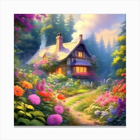 Cottage In The Woods Canvas Print