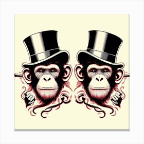Monkeys In Top Hats 1 Canvas Print