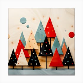 Abstract Christmas Tree In Festive Colors Canvas Print