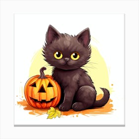 Cute kitten pumpkin Canvas Print