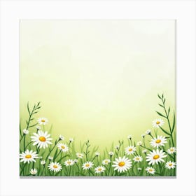 A Serene Watercolor Meadow Filled With Daisies Canvas Print