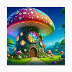 Psychedelic Mushroom House Canvas Print