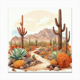 Cactus Desert art print Canvas Print