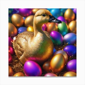 Golden Goose with Colorful Golden Eggs Canvas Print