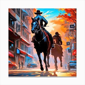 Cowboys On Horseback Canvas Print