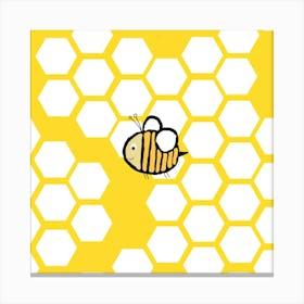 Bee On A Yellow Background Canvas Print