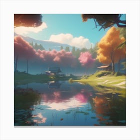 Pond And Trees Canvas Print