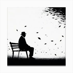 Man Sitting On A Bench Canvas Print