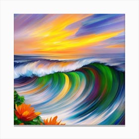 Abstract Painting With Sea Colors 4 Canvas Print