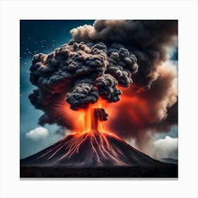 An artistic image of a volcano exploding violently. Canvas Print