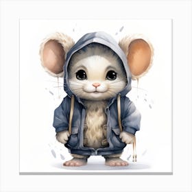 Watercolour Cartoon Chinchilla In A Hoodie Canvas Print