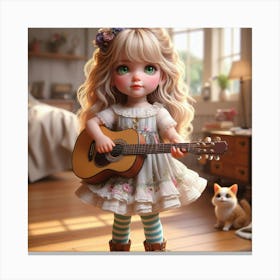 Little Girl With A Guitar Canvas Print