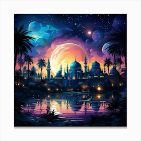 Islamic City At Night 8 Canvas Print
