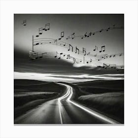 Music Notes On The Road Canvas Print