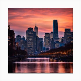 Sunset In New York City Canvas Print