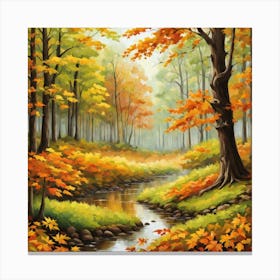 Forest In Autumn In Minimalist Style Square Composition 2 Canvas Print