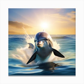 Dolphin Jumping In The Ocean Canvas Print