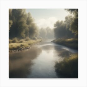 River In The Mist Canvas Print