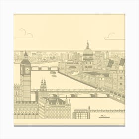 London Map Minimal Line Painting(3) Canvas Print