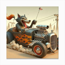 Wolf In A Hot Rod 2 Canvas Print