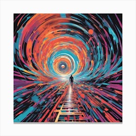 Eye Is Walking Down A Long Path, In The Style Of Bold And Colorful Graphic Design, David , Rainbowco (6) Canvas Print