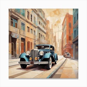 Old Cars On The Street Canvas Print