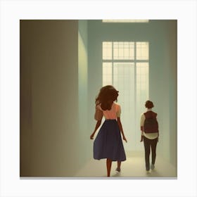 Portrait Of Two Girls Canvas Print