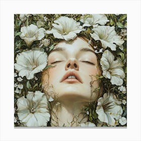 Woman With Flowers On Her Head 5 Canvas Print