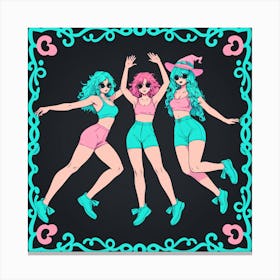 Three Girls Dancing Canvas Print