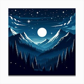 Mountain Landscape At Night Canvas Print