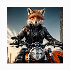 Fox On A Motorcycle 1 Canvas Print