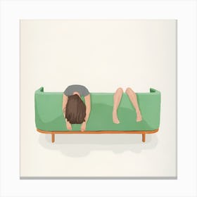 Woman Sleeping On Couch Canvas Print