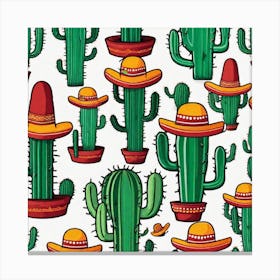 Mexico Cactus With Mexican Hat Sticker 2d Cute Fantasy Dreamy Vector Illustration 2d Flat Cen (18) Canvas Print