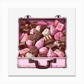 Pink Suitcase Full Of Sweets Canvas Print