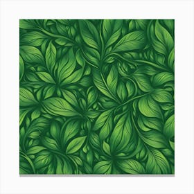 Green Leaves Seamless Pattern Canvas Print